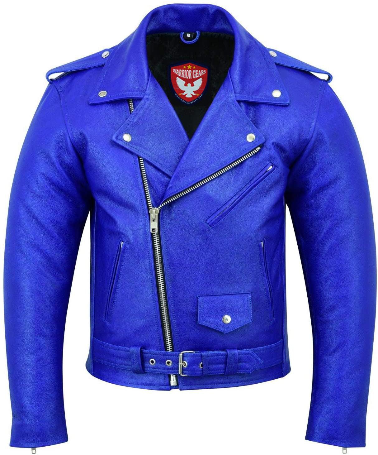 Royal blue hotsell leather jacket mens