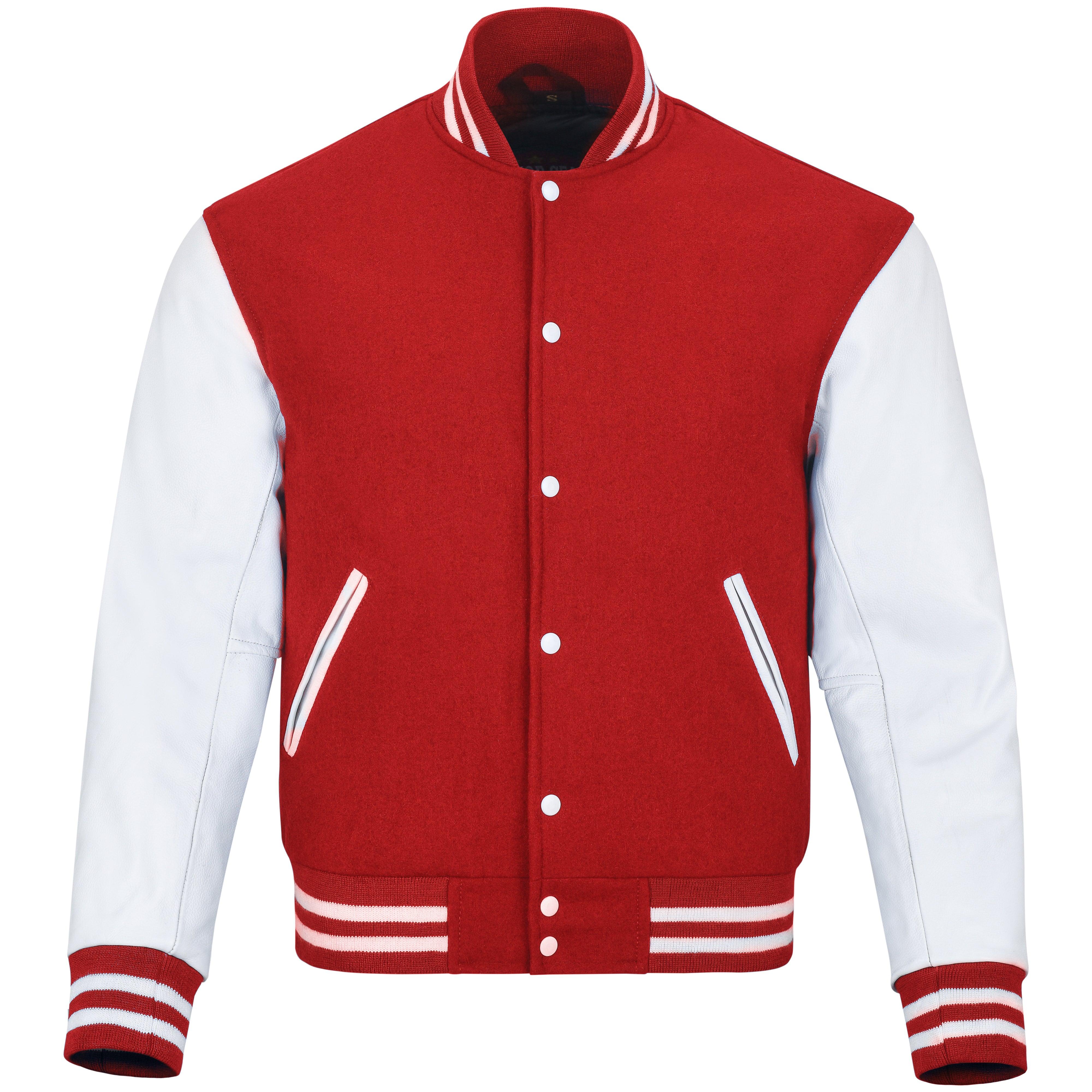 Varsity Baseball Letterman Bomber Wool Genuine Leather Sleeves